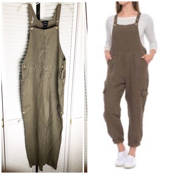 nicole miller linen overalls